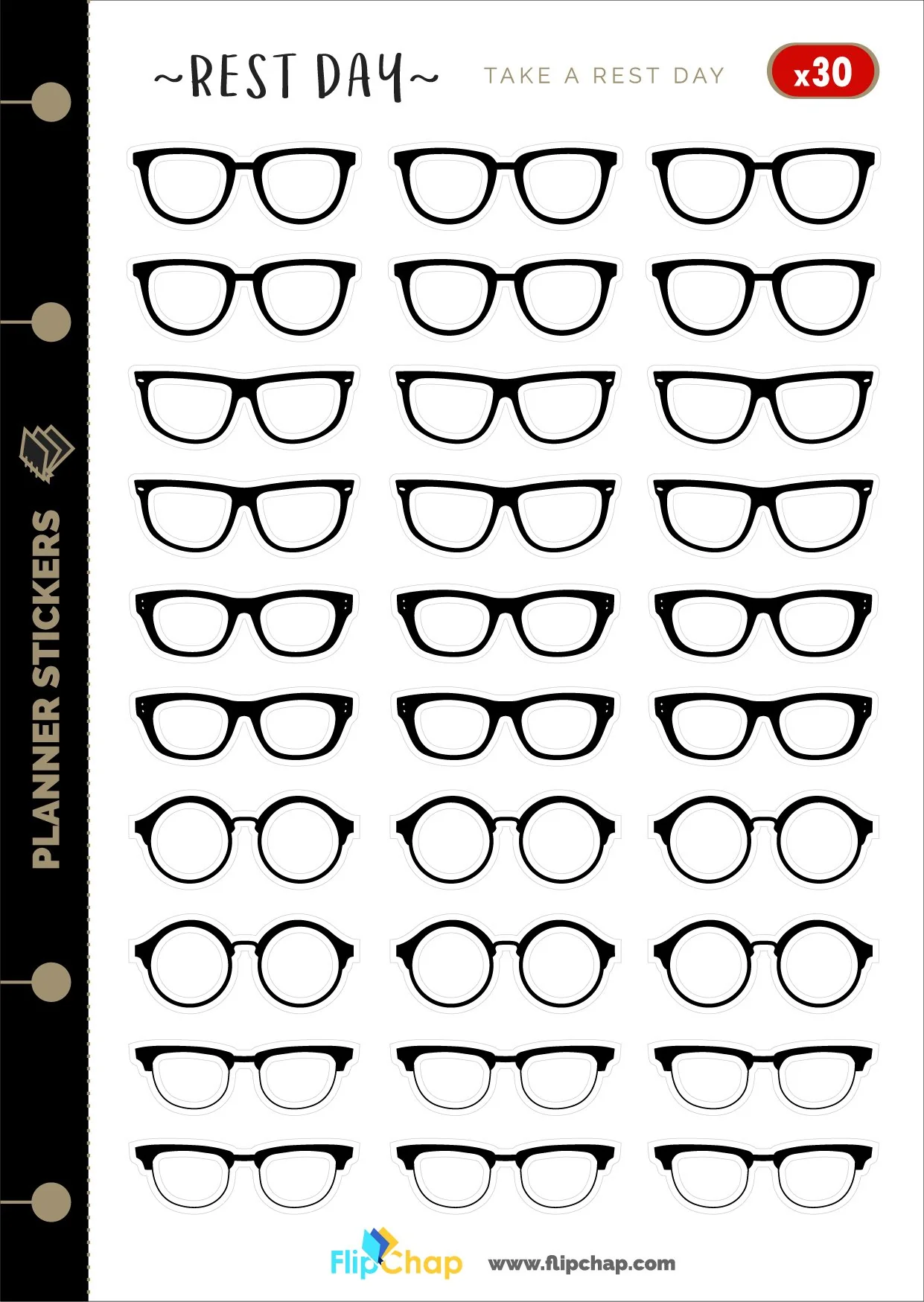 Classic Black Glasses Stickers
