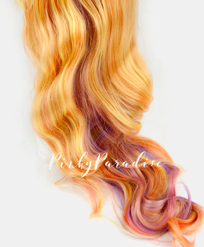 Yellow Blonde/Purple Highlights Lolita Wavy 75cm - Image 3