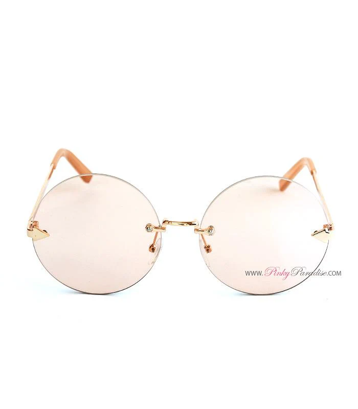 Hippie Rimless Round Sunglasses - Image 4