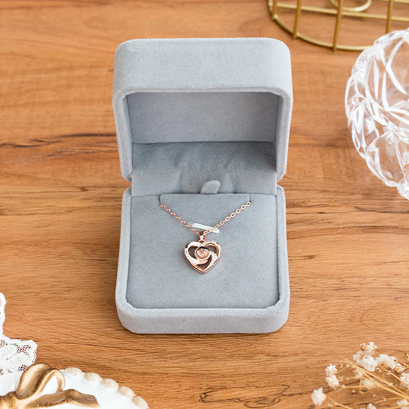 I Love You In 100 Languages Projection Necklace (Rose Gold) - Image 6