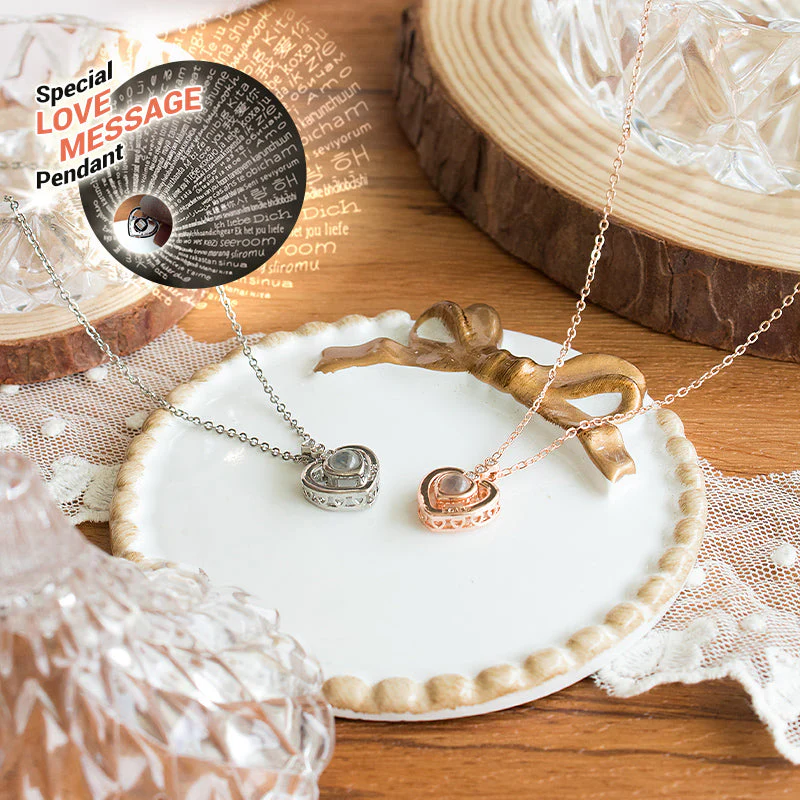 I Love You In 100 Languages Projection Necklace (Silver) - Image 6