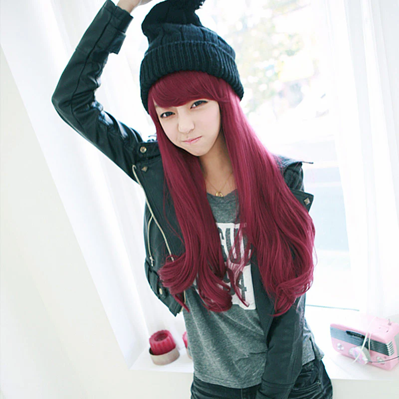 Premium Wig Cherries Jubilee Straight Hair Wavy End (Red Wine)