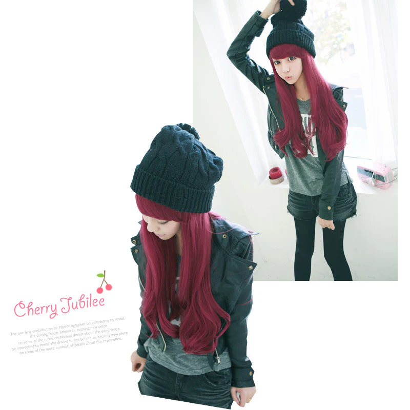 Premium Wig Cherries Jubilee Straight Hair Wavy End (Red Wine) - Image 2