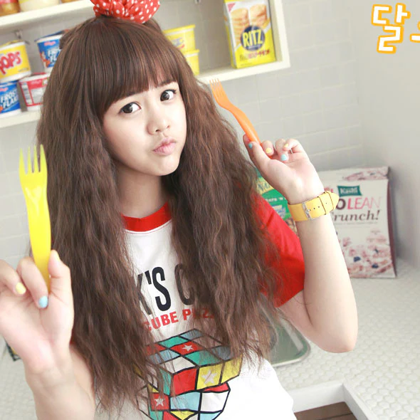 Premium Wig Mood Child Small Soft Curly Hair (Golden Brown)