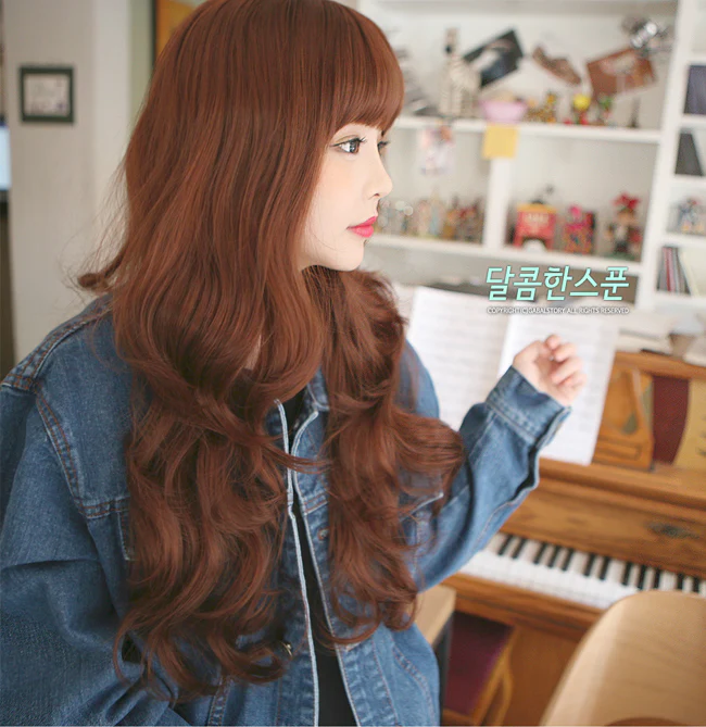 Premium Wig Sweet Spoon Soft Curly Hair (Red Brown) - Image 4