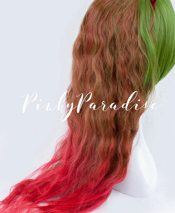 Tri Tone Green/Brown with Red bottom Long Wavy 75cm - Image 3
