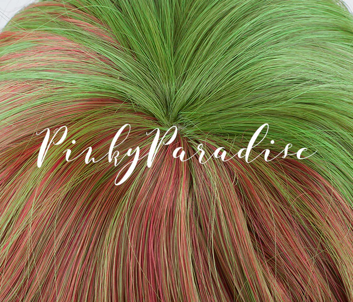 Tri Tone Green/Brown with Red bottom Long Wavy 75cm - Image 4